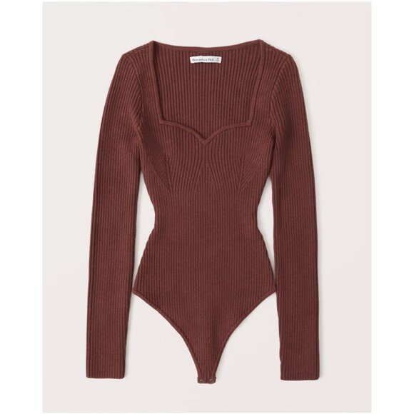 Abercrombie & Fitch Tops - Abercrombie & Fitch Sweater Bodysuit Knit Cotton Blend sweetheart neckline Size